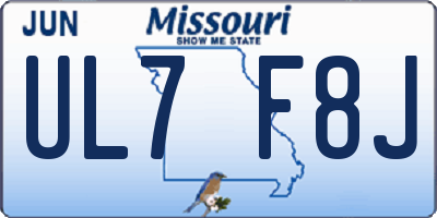 MO license plate UL7F8J