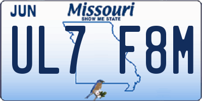 MO license plate UL7F8M