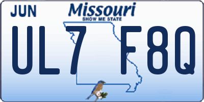MO license plate UL7F8Q