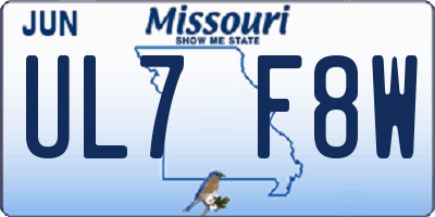 MO license plate UL7F8W
