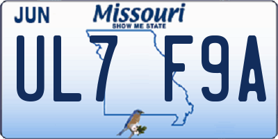 MO license plate UL7F9A