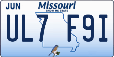 MO license plate UL7F9I