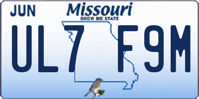 MO license plate UL7F9M