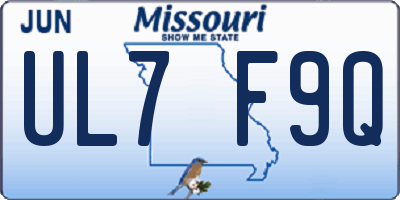 MO license plate UL7F9Q