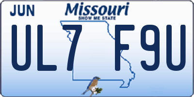 MO license plate UL7F9U