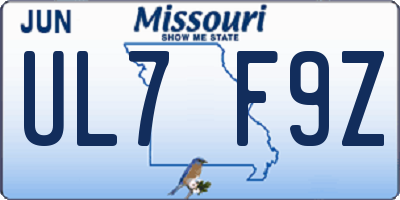 MO license plate UL7F9Z