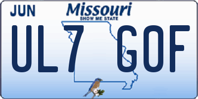 MO license plate UL7G0F
