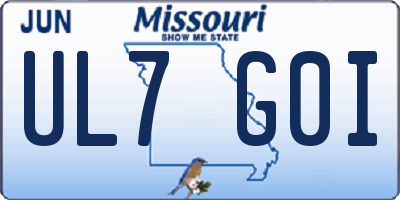 MO license plate UL7G0I
