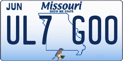 MO license plate UL7G0O