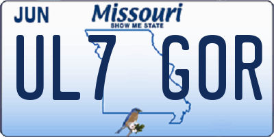 MO license plate UL7G0R