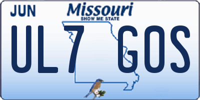 MO license plate UL7G0S