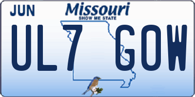 MO license plate UL7G0W