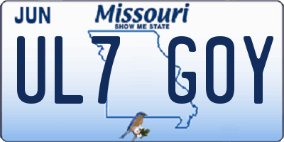 MO license plate UL7G0Y