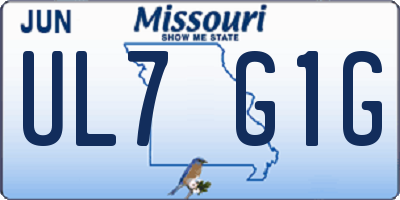 MO license plate UL7G1G