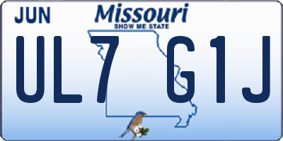 MO license plate UL7G1J