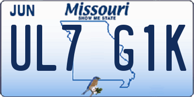 MO license plate UL7G1K