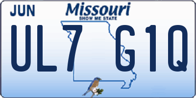 MO license plate UL7G1Q