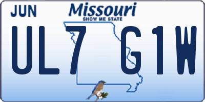 MO license plate UL7G1W