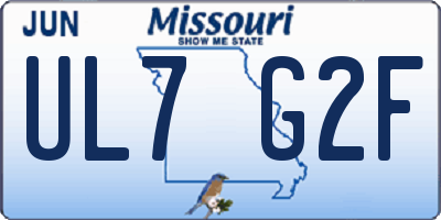 MO license plate UL7G2F