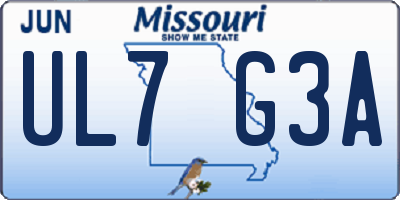 MO license plate UL7G3A