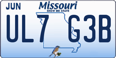 MO license plate UL7G3B