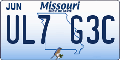 MO license plate UL7G3C