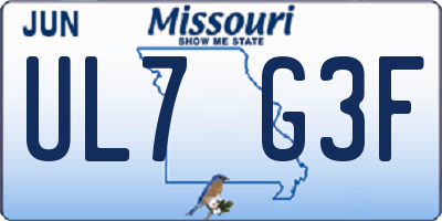 MO license plate UL7G3F