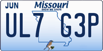 MO license plate UL7G3P