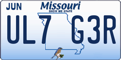 MO license plate UL7G3R