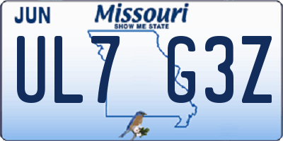 MO license plate UL7G3Z