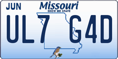MO license plate UL7G4D