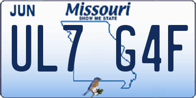 MO license plate UL7G4F