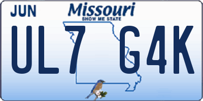MO license plate UL7G4K