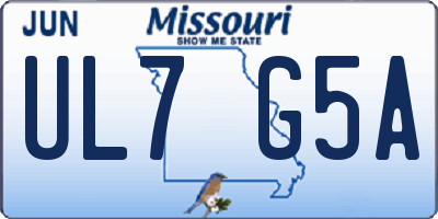 MO license plate UL7G5A