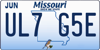 MO license plate UL7G5E