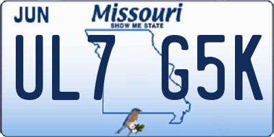 MO license plate UL7G5K