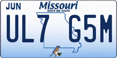 MO license plate UL7G5M