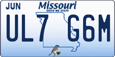 MO license plate UL7G6M