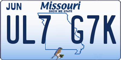 MO license plate UL7G7K