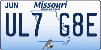 MO license plate UL7G8E