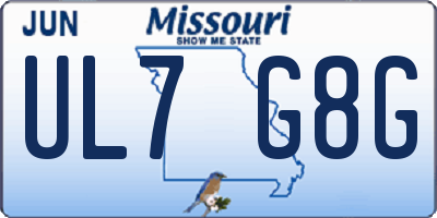 MO license plate UL7G8G
