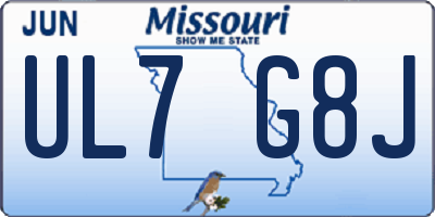 MO license plate UL7G8J