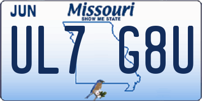 MO license plate UL7G8U