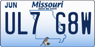 MO license plate UL7G8W