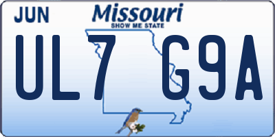 MO license plate UL7G9A
