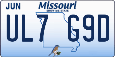 MO license plate UL7G9D