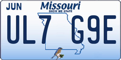 MO license plate UL7G9E