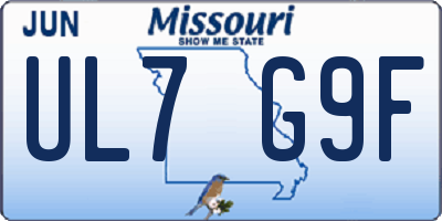 MO license plate UL7G9F