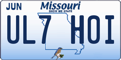 MO license plate UL7H0I