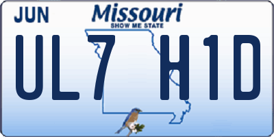 MO license plate UL7H1D